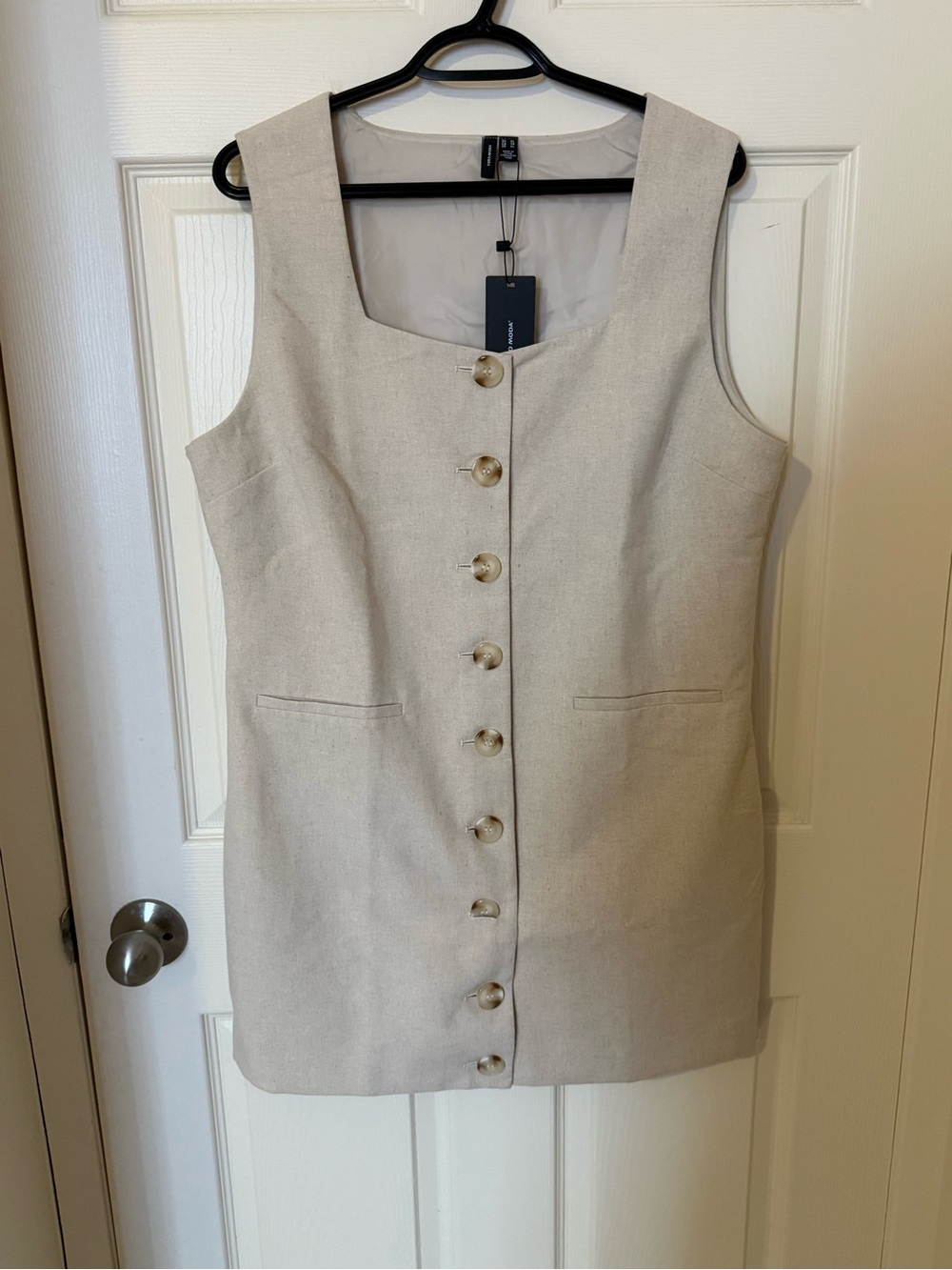Vero Moda Beige Sleeveless Button-Front Dress